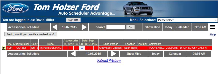 car dealer accessories scheduling